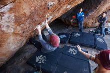 Bouldering in Hueco Tanks on 11/24/2018 with Blue Lizard Climbing and Yoga

Filename: SRM_20181124_1306450.jpg
Aperture: f/4.5
Shutter Speed: 1/250
Body: Canon EOS-1D Mark II
Lens: Canon EF 16-35mm f/2.8 L