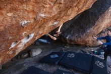 Bouldering in Hueco Tanks on 11/24/2018 with Blue Lizard Climbing and Yoga

Filename: SRM_20181124_1311280.jpg
Aperture: f/5.0
Shutter Speed: 1/250
Body: Canon EOS-1D Mark II
Lens: Canon EF 16-35mm f/2.8 L