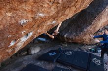 Bouldering in Hueco Tanks on 11/24/2018 with Blue Lizard Climbing and Yoga

Filename: SRM_20181124_1311290.jpg
Aperture: f/5.0
Shutter Speed: 1/250
Body: Canon EOS-1D Mark II
Lens: Canon EF 16-35mm f/2.8 L