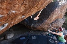 Bouldering in Hueco Tanks on 11/24/2018 with Blue Lizard Climbing and Yoga

Filename: SRM_20181124_1311431.jpg
Aperture: f/5.6
Shutter Speed: 1/250
Body: Canon EOS-1D Mark II
Lens: Canon EF 16-35mm f/2.8 L