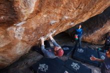 Bouldering in Hueco Tanks on 11/24/2018 with Blue Lizard Climbing and Yoga

Filename: SRM_20181124_1312270.jpg
Aperture: f/5.6
Shutter Speed: 1/250
Body: Canon EOS-1D Mark II
Lens: Canon EF 16-35mm f/2.8 L