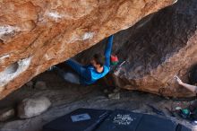 Bouldering in Hueco Tanks on 11/24/2018 with Blue Lizard Climbing and Yoga

Filename: SRM_20181124_1314371.jpg
Aperture: f/5.6
Shutter Speed: 1/250
Body: Canon EOS-1D Mark II
Lens: Canon EF 16-35mm f/2.8 L