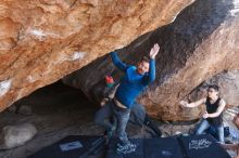 Bouldering in Hueco Tanks on 11/24/2018 with Blue Lizard Climbing and Yoga

Filename: SRM_20181124_1314490.jpg
Aperture: f/5.0
Shutter Speed: 1/250
Body: Canon EOS-1D Mark II
Lens: Canon EF 16-35mm f/2.8 L