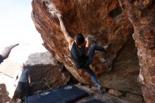 Bouldering in Hueco Tanks on 11/24/2018 with Blue Lizard Climbing and Yoga

Filename: SRM_20181124_1320531.jpg
Aperture: f/6.3
Shutter Speed: 1/250
Body: Canon EOS-1D Mark II
Lens: Canon EF 16-35mm f/2.8 L