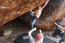 Bouldering in Hueco Tanks on 11/24/2018 with Blue Lizard Climbing and Yoga

Filename: SRM_20181124_1330351.jpg
Aperture: f/5.0
Shutter Speed: 1/250
Body: Canon EOS-1D Mark II
Lens: Canon EF 16-35mm f/2.8 L