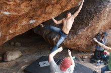 Bouldering in Hueco Tanks on 11/24/2018 with Blue Lizard Climbing and Yoga

Filename: SRM_20181124_1330352.jpg
Aperture: f/5.0
Shutter Speed: 1/250
Body: Canon EOS-1D Mark II
Lens: Canon EF 16-35mm f/2.8 L