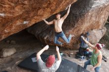 Bouldering in Hueco Tanks on 11/24/2018 with Blue Lizard Climbing and Yoga

Filename: SRM_20181124_1330362.jpg
Aperture: f/5.6
Shutter Speed: 1/250
Body: Canon EOS-1D Mark II
Lens: Canon EF 16-35mm f/2.8 L