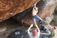 Bouldering in Hueco Tanks on 11/24/2018 with Blue Lizard Climbing and Yoga

Filename: SRM_20181124_1330401.jpg
Aperture: f/5.6
Shutter Speed: 1/250
Body: Canon EOS-1D Mark II
Lens: Canon EF 16-35mm f/2.8 L