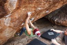 Bouldering in Hueco Tanks on 11/24/2018 with Blue Lizard Climbing and Yoga

Filename: SRM_20181124_1333340.jpg
Aperture: f/6.3
Shutter Speed: 1/250
Body: Canon EOS-1D Mark II
Lens: Canon EF 16-35mm f/2.8 L