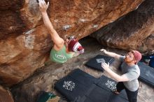 Bouldering in Hueco Tanks on 11/24/2018 with Blue Lizard Climbing and Yoga

Filename: SRM_20181124_1333400.jpg
Aperture: f/6.3
Shutter Speed: 1/250
Body: Canon EOS-1D Mark II
Lens: Canon EF 16-35mm f/2.8 L