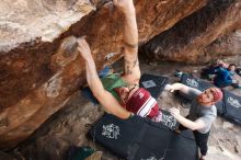 Bouldering in Hueco Tanks on 11/24/2018 with Blue Lizard Climbing and Yoga

Filename: SRM_20181124_1333441.jpg
Aperture: f/7.1
Shutter Speed: 1/250
Body: Canon EOS-1D Mark II
Lens: Canon EF 16-35mm f/2.8 L