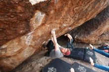 Bouldering in Hueco Tanks on 11/24/2018 with Blue Lizard Climbing and Yoga

Filename: SRM_20181124_1335210.jpg
Aperture: f/6.3
Shutter Speed: 1/250
Body: Canon EOS-1D Mark II
Lens: Canon EF 16-35mm f/2.8 L