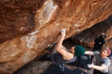 Bouldering in Hueco Tanks on 11/24/2018 with Blue Lizard Climbing and Yoga

Filename: SRM_20181124_1341260.jpg
Aperture: f/6.3
Shutter Speed: 1/320
Body: Canon EOS-1D Mark II
Lens: Canon EF 16-35mm f/2.8 L