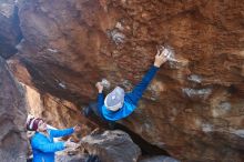 Bouldering in Hueco Tanks on 11/24/2018 with Blue Lizard Climbing and Yoga

Filename: SRM_20181124_1539050.jpg
Aperture: f/3.5
Shutter Speed: 1/200
Body: Canon EOS-1D Mark II
Lens: Canon EF 16-35mm f/2.8 L