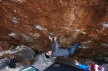 Bouldering in Hueco Tanks on 11/24/2018 with Blue Lizard Climbing and Yoga

Filename: SRM_20181124_1544160.jpg
Aperture: f/4.5
Shutter Speed: 1/200
Body: Canon EOS-1D Mark II
Lens: Canon EF 16-35mm f/2.8 L