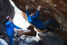 Bouldering in Hueco Tanks on 11/24/2018 with Blue Lizard Climbing and Yoga

Filename: SRM_20181124_1555310.jpg
Aperture: f/3.5
Shutter Speed: 1/320
Body: Canon EOS-1D Mark II
Lens: Canon EF 50mm f/1.8 II