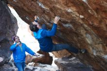 Bouldering in Hueco Tanks on 11/24/2018 with Blue Lizard Climbing and Yoga

Filename: SRM_20181124_1555370.jpg
Aperture: f/3.2
Shutter Speed: 1/320
Body: Canon EOS-1D Mark II
Lens: Canon EF 50mm f/1.8 II