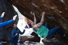 Bouldering in Hueco Tanks on 11/24/2018 with Blue Lizard Climbing and Yoga

Filename: SRM_20181124_1557170.jpg
Aperture: f/4.5
Shutter Speed: 1/250
Body: Canon EOS-1D Mark II
Lens: Canon EF 50mm f/1.8 II