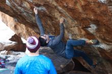 Bouldering in Hueco Tanks on 11/24/2018 with Blue Lizard Climbing and Yoga

Filename: SRM_20181124_1602080.jpg
Aperture: f/3.2
Shutter Speed: 1/250
Body: Canon EOS-1D Mark II
Lens: Canon EF 50mm f/1.8 II