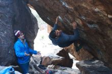 Bouldering in Hueco Tanks on 11/24/2018 with Blue Lizard Climbing and Yoga

Filename: SRM_20181124_1606490.jpg
Aperture: f/4.5
Shutter Speed: 1/250
Body: Canon EOS-1D Mark II
Lens: Canon EF 50mm f/1.8 II