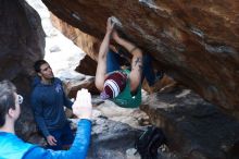 Bouldering in Hueco Tanks on 11/24/2018 with Blue Lizard Climbing and Yoga

Filename: SRM_20181124_1609050.jpg
Aperture: f/4.0
Shutter Speed: 1/250
Body: Canon EOS-1D Mark II
Lens: Canon EF 50mm f/1.8 II