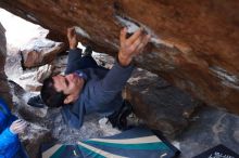 Bouldering in Hueco Tanks on 11/24/2018 with Blue Lizard Climbing and Yoga

Filename: SRM_20181124_1619130.jpg
Aperture: f/4.5
Shutter Speed: 1/250
Body: Canon EOS-1D Mark II
Lens: Canon EF 16-35mm f/2.8 L