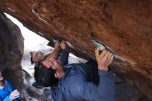 Bouldering in Hueco Tanks on 11/24/2018 with Blue Lizard Climbing and Yoga

Filename: SRM_20181124_1619190.jpg
Aperture: f/4.5
Shutter Speed: 1/250
Body: Canon EOS-1D Mark II
Lens: Canon EF 16-35mm f/2.8 L