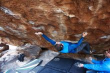 Bouldering in Hueco Tanks on 11/24/2018 with Blue Lizard Climbing and Yoga

Filename: SRM_20181124_1621020.jpg
Aperture: f/2.8
Shutter Speed: 1/250
Body: Canon EOS-1D Mark II
Lens: Canon EF 16-35mm f/2.8 L
