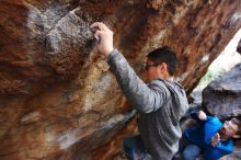 Bouldering in Hueco Tanks on 11/24/2018 with Blue Lizard Climbing and Yoga

Filename: SRM_20181124_1623540.jpg
Aperture: f/3.2
Shutter Speed: 1/250
Body: Canon EOS-1D Mark II
Lens: Canon EF 16-35mm f/2.8 L