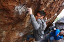 Bouldering in Hueco Tanks on 11/24/2018 with Blue Lizard Climbing and Yoga

Filename: SRM_20181124_1623550.jpg
Aperture: f/2.8
Shutter Speed: 1/250
Body: Canon EOS-1D Mark II
Lens: Canon EF 16-35mm f/2.8 L