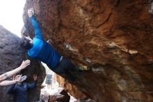 Bouldering in Hueco Tanks on 11/24/2018 with Blue Lizard Climbing and Yoga

Filename: SRM_20181124_1635440.jpg
Aperture: f/5.6
Shutter Speed: 1/250
Body: Canon EOS-1D Mark II
Lens: Canon EF 16-35mm f/2.8 L