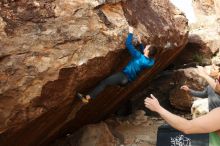 Bouldering in Hueco Tanks on 11/24/2018 with Blue Lizard Climbing and Yoga

Filename: SRM_20181124_1658560.jpg
Aperture: f/7.1
Shutter Speed: 1/250
Body: Canon EOS-1D Mark II
Lens: Canon EF 16-35mm f/2.8 L