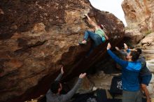 Bouldering in Hueco Tanks on 11/24/2018 with Blue Lizard Climbing and Yoga

Filename: SRM_20181124_1702530.jpg
Aperture: f/8.0
Shutter Speed: 1/250
Body: Canon EOS-1D Mark II
Lens: Canon EF 16-35mm f/2.8 L