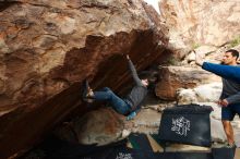 Bouldering in Hueco Tanks on 11/24/2018 with Blue Lizard Climbing and Yoga

Filename: SRM_20181124_1704020.jpg
Aperture: f/6.3
Shutter Speed: 1/250
Body: Canon EOS-1D Mark II
Lens: Canon EF 16-35mm f/2.8 L