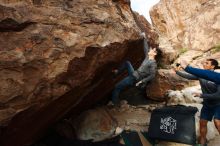 Bouldering in Hueco Tanks on 11/24/2018 with Blue Lizard Climbing and Yoga

Filename: SRM_20181124_1704090.jpg
Aperture: f/8.0
Shutter Speed: 1/250
Body: Canon EOS-1D Mark II
Lens: Canon EF 16-35mm f/2.8 L