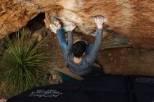 Bouldering in Hueco Tanks on 11/24/2018 with Blue Lizard Climbing and Yoga

Filename: SRM_20181124_1737190.jpg
Aperture: f/4.0
Shutter Speed: 1/250
Body: Canon EOS-1D Mark II
Lens: Canon EF 16-35mm f/2.8 L