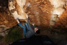 Bouldering in Hueco Tanks on 11/24/2018 with Blue Lizard Climbing and Yoga

Filename: SRM_20181124_1737310.jpg
Aperture: f/6.3
Shutter Speed: 1/250
Body: Canon EOS-1D Mark II
Lens: Canon EF 16-35mm f/2.8 L