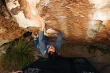 Bouldering in Hueco Tanks on 11/24/2018 with Blue Lizard Climbing and Yoga

Filename: SRM_20181124_1739090.jpg
Aperture: f/5.0
Shutter Speed: 1/250
Body: Canon EOS-1D Mark II
Lens: Canon EF 16-35mm f/2.8 L
