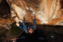 Bouldering in Hueco Tanks on 11/24/2018 with Blue Lizard Climbing and Yoga

Filename: SRM_20181124_1739180.jpg
Aperture: f/5.6
Shutter Speed: 1/250
Body: Canon EOS-1D Mark II
Lens: Canon EF 16-35mm f/2.8 L