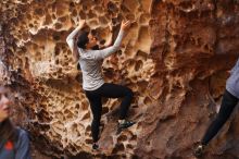 Bouldering in Hueco Tanks on 11/23/2018 with Blue Lizard Climbing and Yoga

Filename: SRM_20181123_1109250.jpg
Aperture: f/2.8
Shutter Speed: 1/200
Body: Canon EOS-1D Mark II
Lens: Canon EF 50mm f/1.8 II