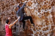 Bouldering in Hueco Tanks on 11/23/2018 with Blue Lizard Climbing and Yoga

Filename: SRM_20181123_1111440.jpg
Aperture: f/2.8
Shutter Speed: 1/200
Body: Canon EOS-1D Mark II
Lens: Canon EF 50mm f/1.8 II