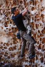 Bouldering in Hueco Tanks on 11/23/2018 with Blue Lizard Climbing and Yoga

Filename: SRM_20181123_1120030.jpg
Aperture: f/3.2
Shutter Speed: 1/160
Body: Canon EOS-1D Mark II
Lens: Canon EF 50mm f/1.8 II