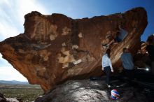 Bouldering in Hueco Tanks on 11/23/2018 with Blue Lizard Climbing and Yoga

Filename: SRM_20181123_1234580.jpg
Aperture: f/5.6
Shutter Speed: 1/250
Body: Canon EOS-1D Mark II
Lens: Canon EF 16-35mm f/2.8 L