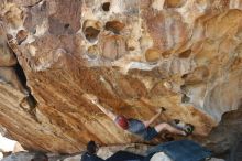 Bouldering in Hueco Tanks on 11/23/2018 with Blue Lizard Climbing and Yoga

Filename: SRM_20181123_1349420.jpg
Aperture: f/5.6
Shutter Speed: 1/500
Body: Canon EOS-1D Mark II
Lens: Canon EF 16-35mm f/2.8 L