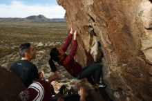 Bouldering in Hueco Tanks on 11/23/2018 with Blue Lizard Climbing and Yoga

Filename: SRM_20181123_1413270.jpg
Aperture: f/8.0
Shutter Speed: 1/250
Body: Canon EOS-1D Mark II
Lens: Canon EF 16-35mm f/2.8 L