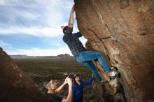Bouldering in Hueco Tanks on 11/23/2018 with Blue Lizard Climbing and Yoga

Filename: SRM_20181123_1419310.jpg
Aperture: f/5.6
Shutter Speed: 1/250
Body: Canon EOS-1D Mark II
Lens: Canon EF 16-35mm f/2.8 L