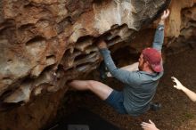 Bouldering in Hueco Tanks on 11/23/2018 with Blue Lizard Climbing and Yoga

Filename: SRM_20181123_1557400.jpg
Aperture: f/3.5
Shutter Speed: 1/250
Body: Canon EOS-1D Mark II
Lens: Canon EF 50mm f/1.8 II