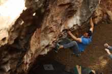 Bouldering in Hueco Tanks on 11/23/2018 with Blue Lizard Climbing and Yoga

Filename: SRM_20181123_1604430.jpg
Aperture: f/4.0
Shutter Speed: 1/250
Body: Canon EOS-1D Mark II
Lens: Canon EF 50mm f/1.8 II