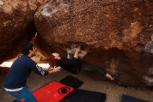 Bouldering in Hueco Tanks on 11/22/2018 with Blue Lizard Climbing and Yoga

Filename: SRM_20181122_1052360.jpg
Aperture: f/5.0
Shutter Speed: 1/400
Body: Canon EOS-1D Mark II
Lens: Canon EF 16-35mm f/2.8 L