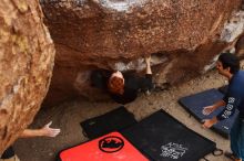 Bouldering in Hueco Tanks on 11/22/2018 with Blue Lizard Climbing and Yoga

Filename: SRM_20181122_1059000.jpg
Aperture: f/5.0
Shutter Speed: 1/320
Body: Canon EOS-1D Mark II
Lens: Canon EF 16-35mm f/2.8 L